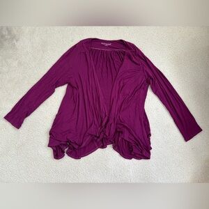 Soft Surroundings magenta fuschia relaxed fit light ruffle cardigan, sz 2X